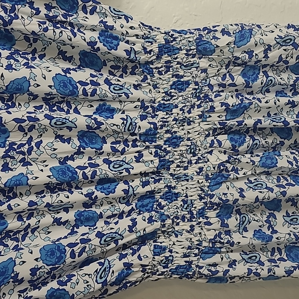 Abel the Label Wild Bloom Tiered Flowy Boho Floral Maxi Blue Floral Size M - Picture 7 of 9